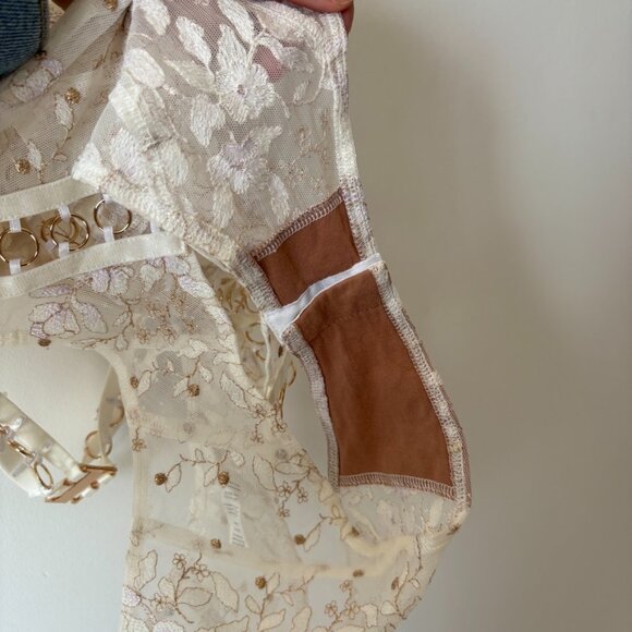For Love And Lemons | Cream Floral Lace Bodysuit - Picture 5 of 8